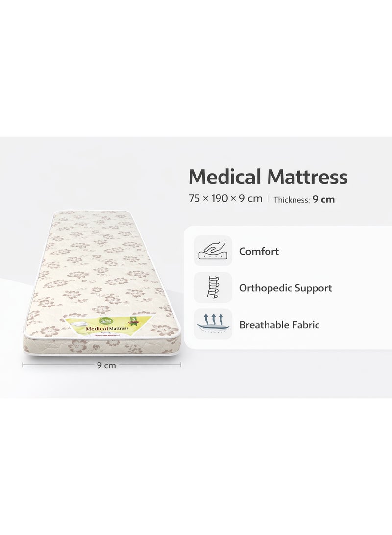 Celine Medical Mattress 75x190x9 cm Hospital Bed Mattress Orthopedic Foam Support Pressure Relief - Image 5